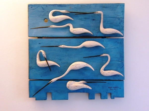 Guy Taplin - Panel of Eight Egrets